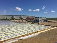 Preparing to Pour Concrete in the South Half of the M Warehouse