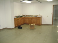 Inside the nearly completed breakroom